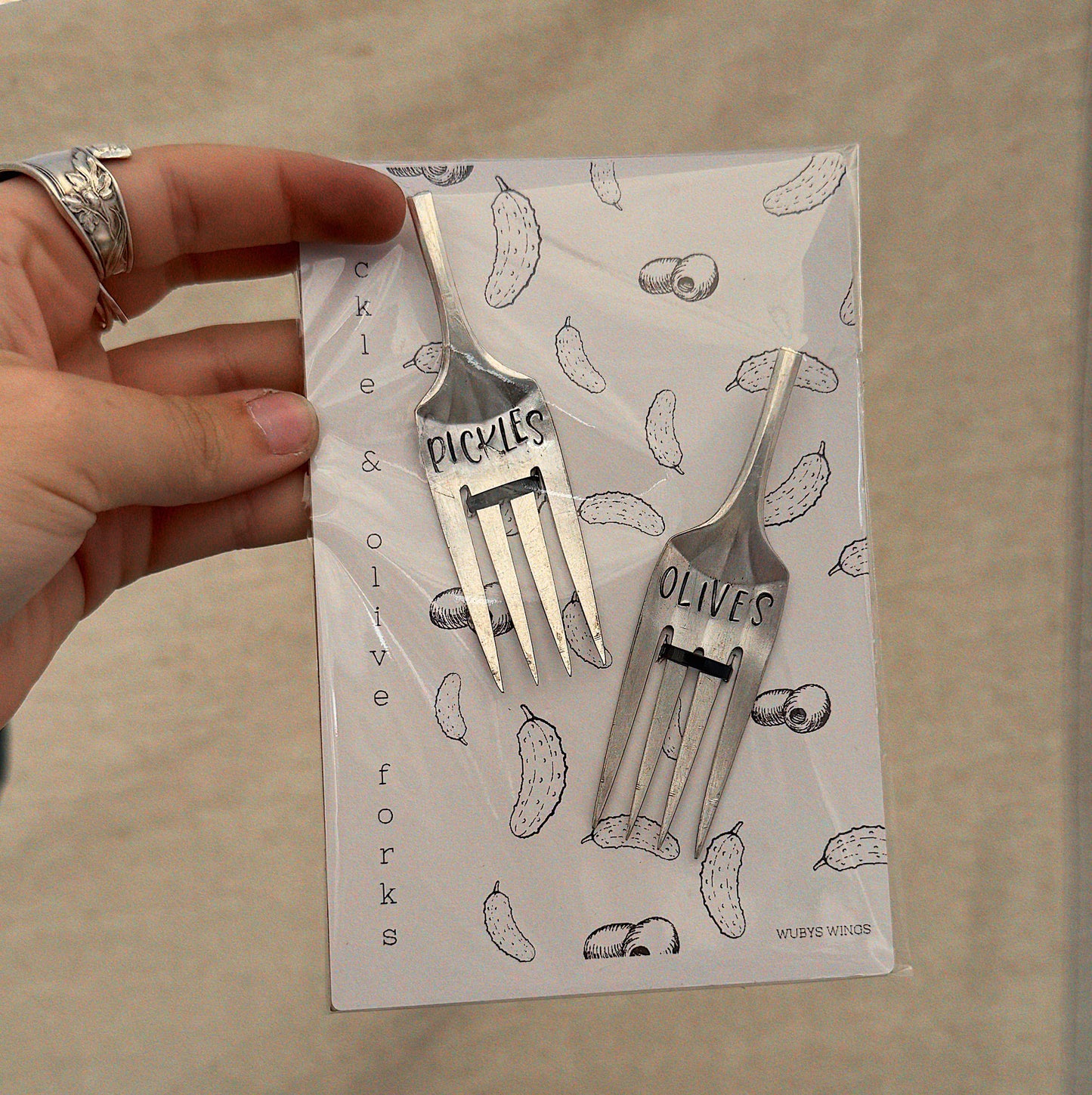 Pickle & olive fork set🥒