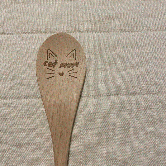 Cat mom wooden spoon
